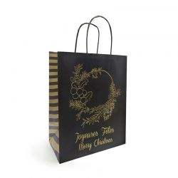 Sac kraft Noël noir - Motif Joyeuses fêtes