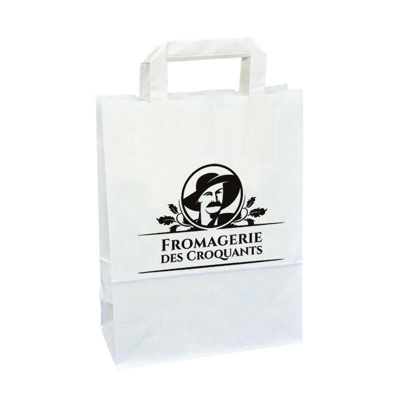 Sac papier fromagerie personnalisable en kraft blanc- 18x8x23 cm Sac papier fromagerie personnalisable en kraft blanc- 18x8x23 cm