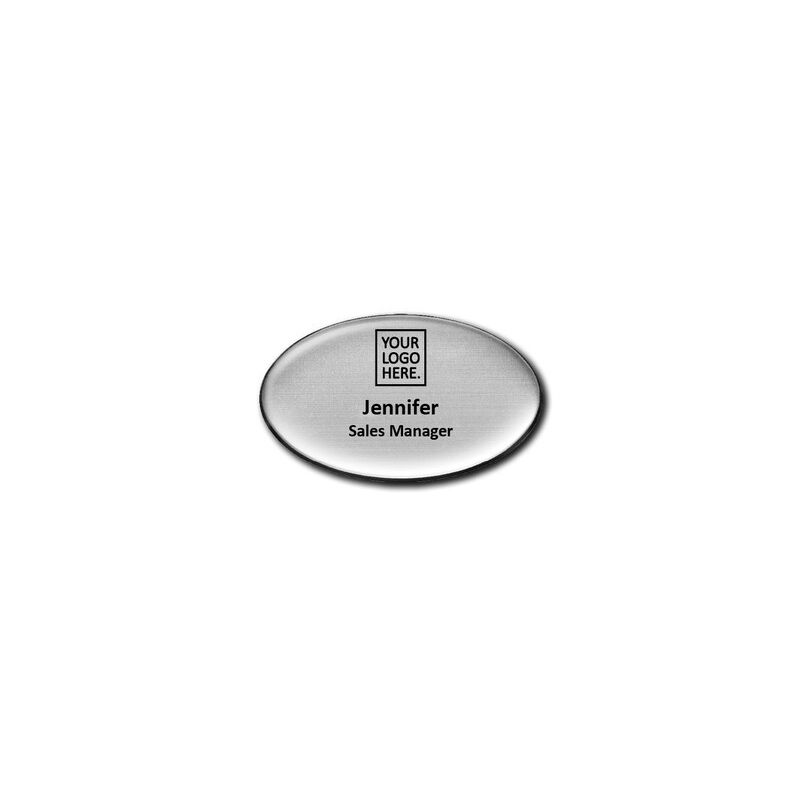Badge epoxyline ovale Argent 59x34mm