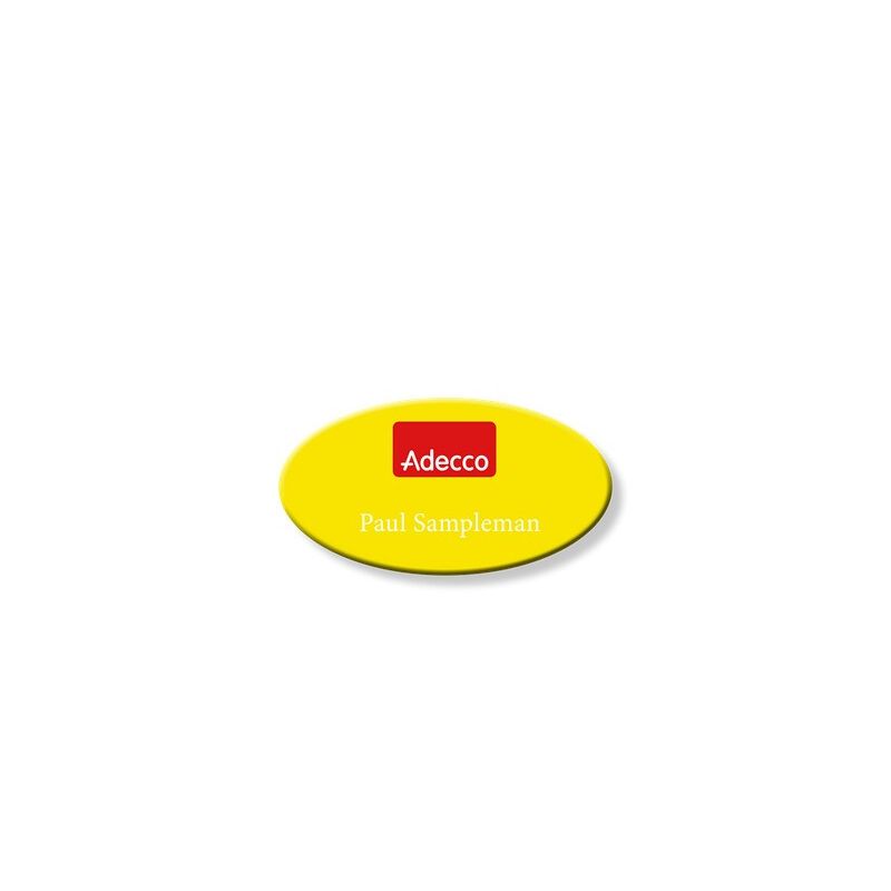 Badges flat ABS ovale jaune 68x36mm