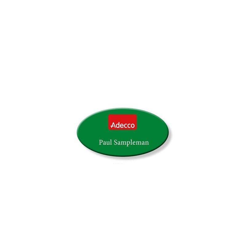 Badges flat ABS ovale vert 68x36mm