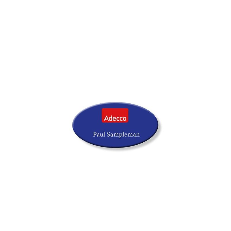 Badges flat ABS ovale bleu 68x36mm