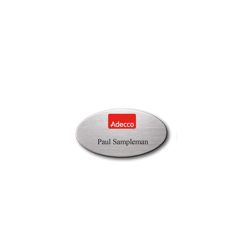 Badges flat ABS ovale Argent 68x36mm