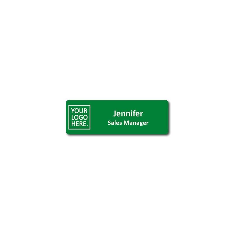Badges flat ABS rectangle vert marquage centre 70x25mm