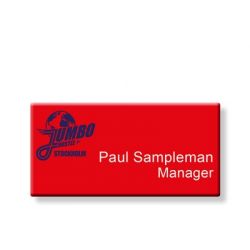 Badge flat ABS rectangle rouge 70x34mm