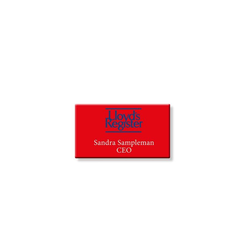 Badge flat ABS rectangle rouge 70x40mm