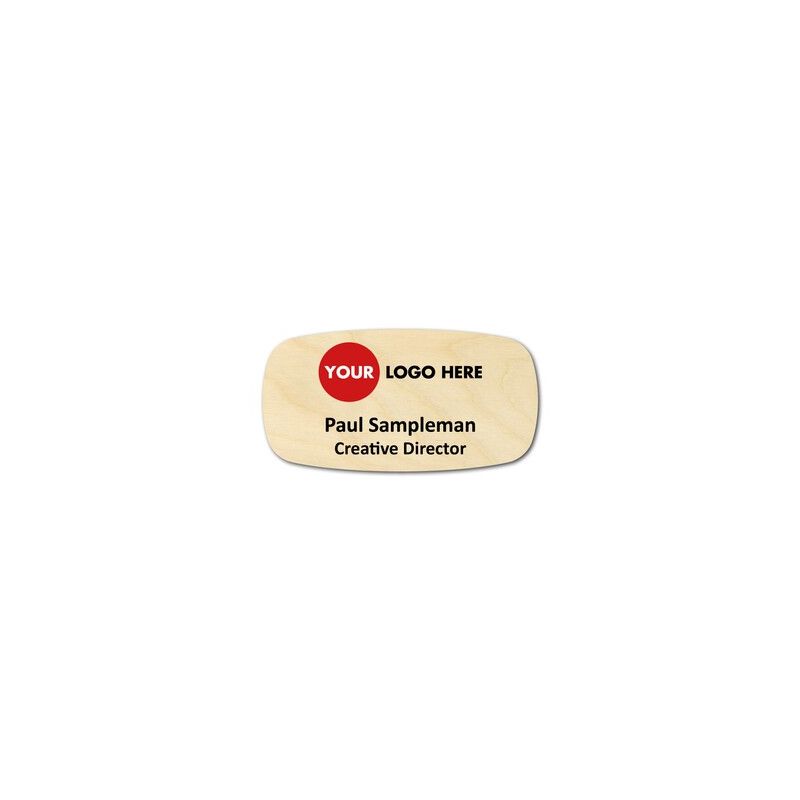 Badge timber rectangle arrondis bois claire 62x32mm