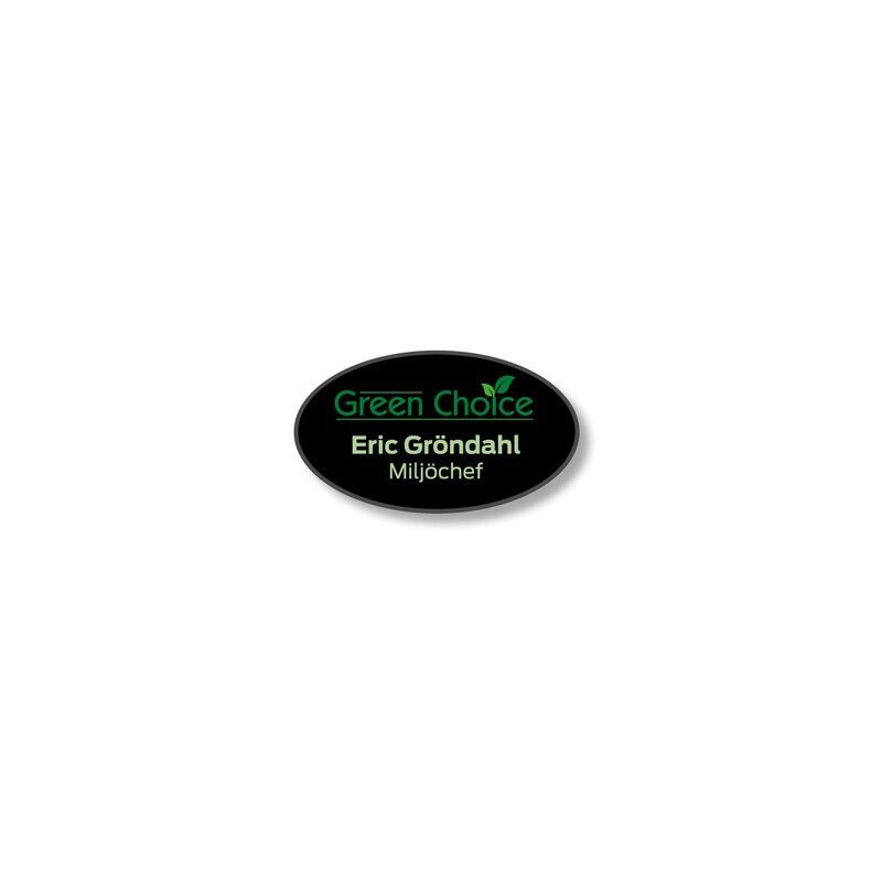 Badge green choice ovale noir 59x34mm