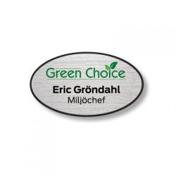 Badge green choice ovale Argent 59x34mm