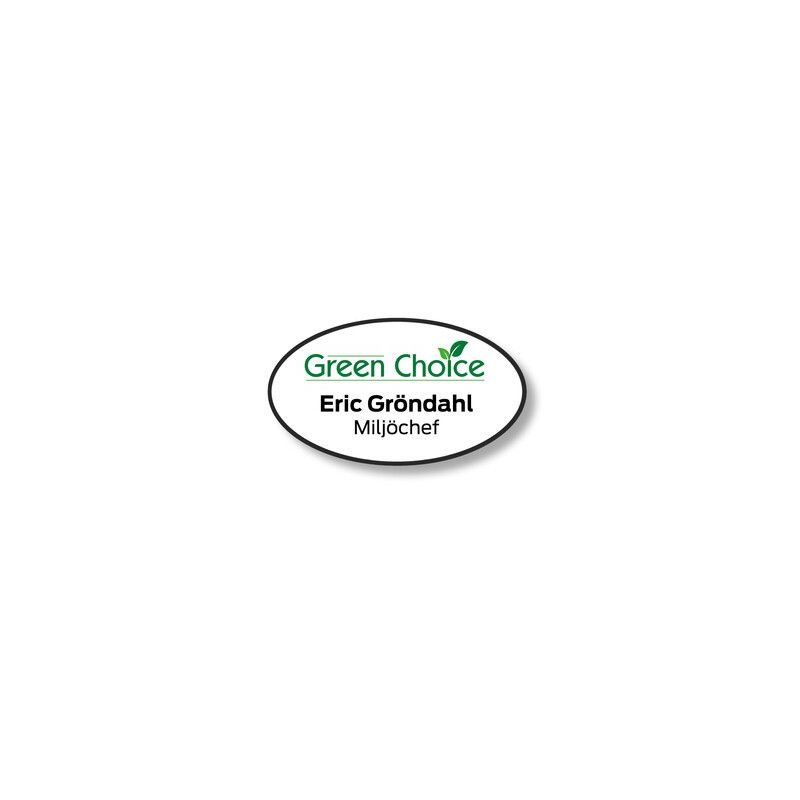 Badge green choice ovale blanc 59x34mm