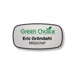 Badge green choice rectangle arrondi Argent 62x32mm