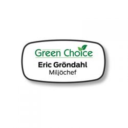Badge green choice rectangle arrondi blanc 62x32mm