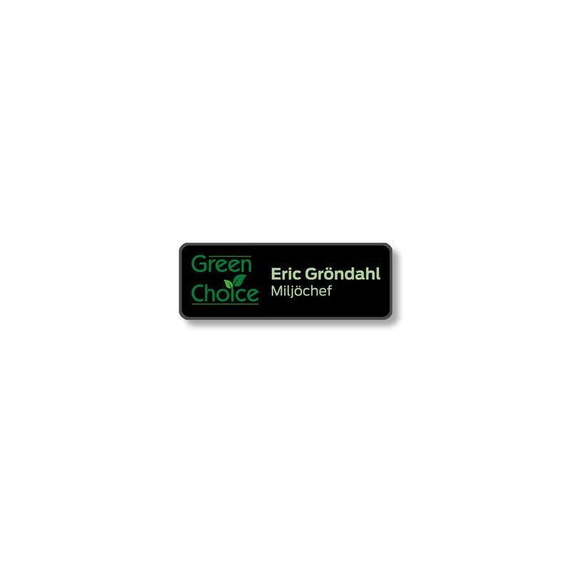 Badge green choice rectangle noir 68x25mm