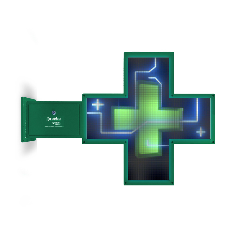 Croix lumineuse pharmacie HD 70x70 cm
