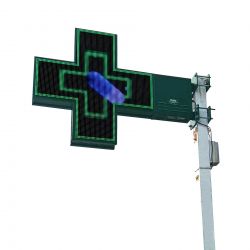 Croix de pharmacie led sur mât 85x85cm couleur fabrication française - HEKA| Proébo Promoplast