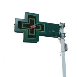 Croix de pharmacie sur mât 70x70 cm couleur fabrication française - HEKA| Proébo Promoplast