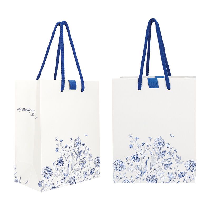 Sac en papier brillant avec cordelette en coton - format 18+10x23 cm