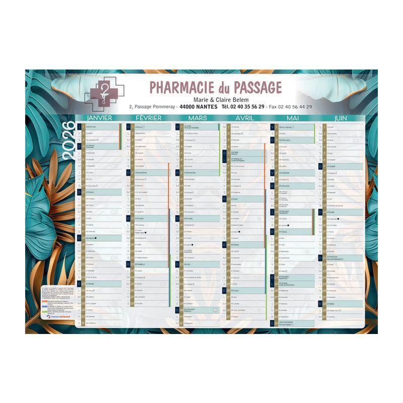 Calendrier bancaire 42x32 cm - motif Pharmacien conseils