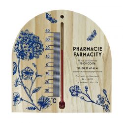 Thermomètre en bois personnalisé - motif floral | Proébo Promoplast