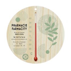 Thermomètre en bois personnalisable rond | Proébo Promoplast