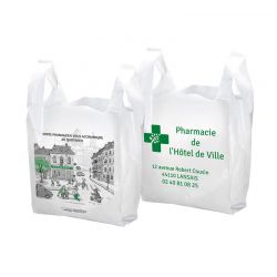 Sac à pharmacie en plastique bretelle personnalisable - motif pharmacity | Proébo Promoplast