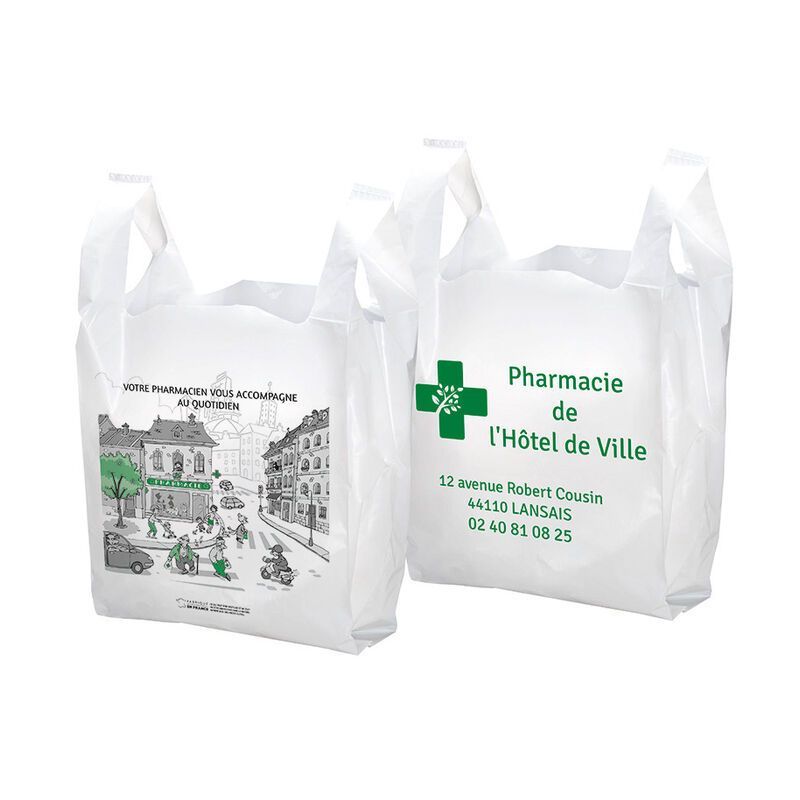 Sac à pharmacie en plastique bretelle personnalisable - motif pharmacity | Proébo Promoplast