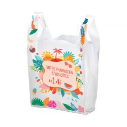 Sac plastique pharmacie bretelle 26x12x45 cm - motif solaire 2022