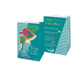 Sachet SOS papier pharmacie kraft blanc 18x12x29 cm - motif solaire 2024
