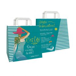 Sac papier pharmacie kraft blanc 26x18x25 cm - motif solaire 2024