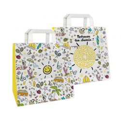 Sac papier pharmacie kraft blanc 26x18x25 cm - motif solaire 2023
