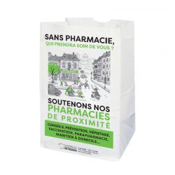 Sachet pharmacie SOS en kraft blanc 18x12x29 cm - motif Soutenons les pharmacies 