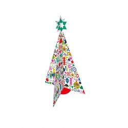 TOTEM en carton en forme de Sapin- motif Noël Color - 78x118 cm