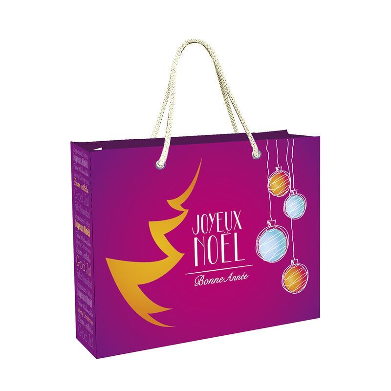 Sac cordelette - motif "Joyeux Noel - Bonne année" - 400+75+75x325