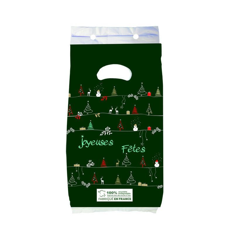 Sac liasse - motif Noël Vert - 180+50+50x320+30
