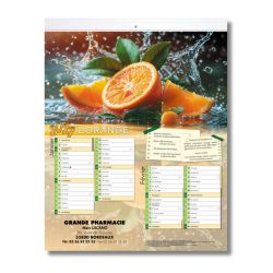 Calendrier 6 feuillets thermoformés - motif agrumes & bienfaits - 33x42 cm