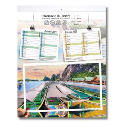 Calendrier 6 feuillets thermoformés - motif exotisme - 33x42 cm