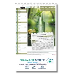 Calendrier spirales 1 mois par page - motif défis mensuels - 22x36 cm