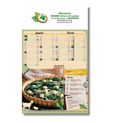 Calendrier 6 feuillets thermocolles - motif recettes simples - 22x36 cm