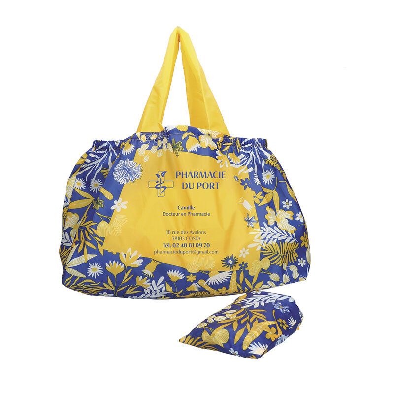 Sac pliable XXL - motif Feuillage bleu