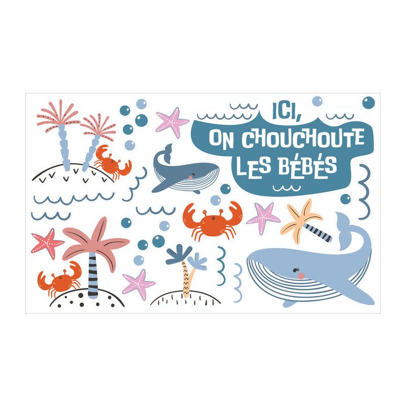 Adhésif mural - motif sous l'océan - découpe à la forme