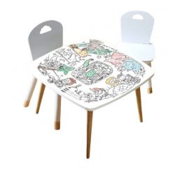 Table Coloritable + 2 chaises