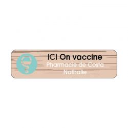 Badge aimante boisvaccination + caducee - forme rectangulaire