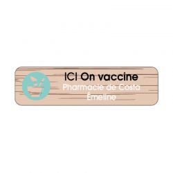 Badge aimante bois vaccination+ mortier - forme rectangulaire