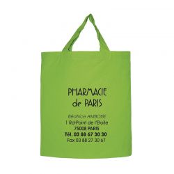 Sac coton vert anses courtes