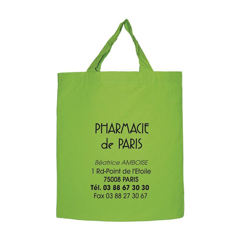 Sac coton vert anses courtes