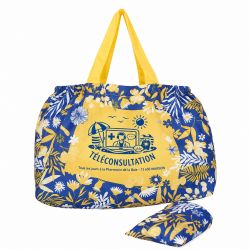 Sac pliable XXL - motif Feuillage bleu