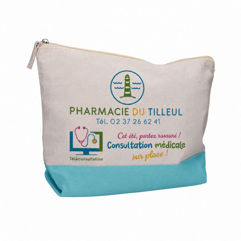 Trousse en coton modèle Pep's Bleu- grand format