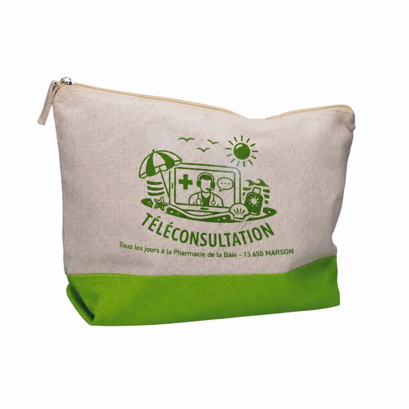 Trousse en coton modèle Pep's Vert - grand format