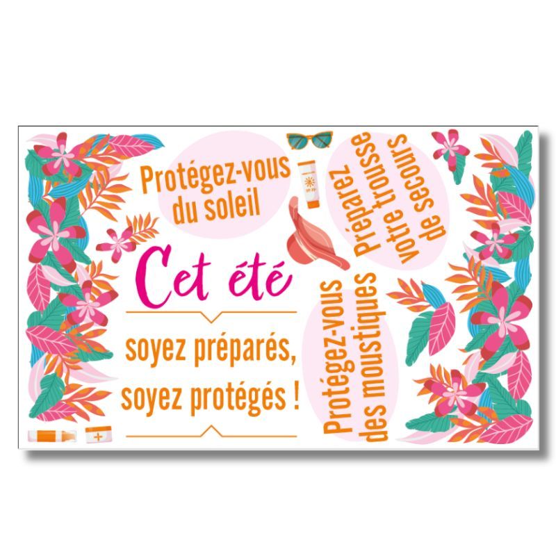 Adhésif mural - Motif Été rose