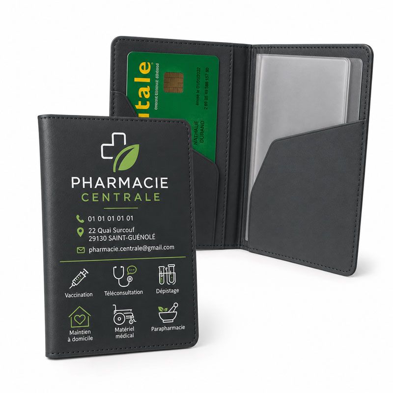 Porte carte vitale uni noir - Nouveaux services